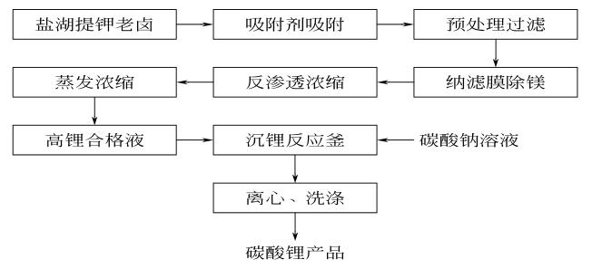 图1 吸附法提锂工艺流程框图